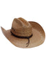 Natural Palm Leaf Straw Cowboy Hat -Eyeleted: Beige/Natural and Brown