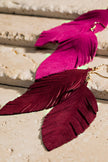 Genuine Leather Leaf/Feather Earrings: / OS - 5 Color Options