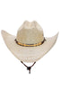 Natural Palm Leaf Straw Cowboy Hat -Eyeleted: Beige/Natural and Brown