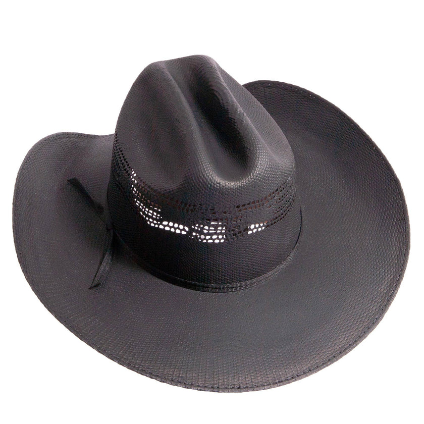Bozeman -Unisex Straw Cowboy Hat: Black and Natural