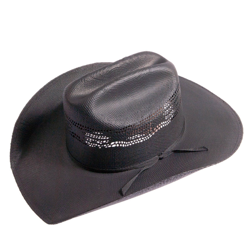 Bozeman -Unisex Straw Cowboy Hat: Black and Natural