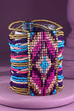 Colorful Southwestern Seed Bead Stretch Bracelet: FUCHSIA