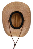 Natural Palm Leaf Straw Cowboy Hat -Eyeleted: Beige/Natural and Brown