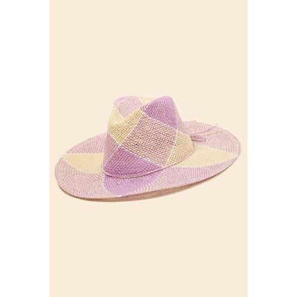 Two Tone Straw Braid Hat: Natural or Lavender