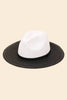 Two Tone Straw Braided Sun Hat: Black and White