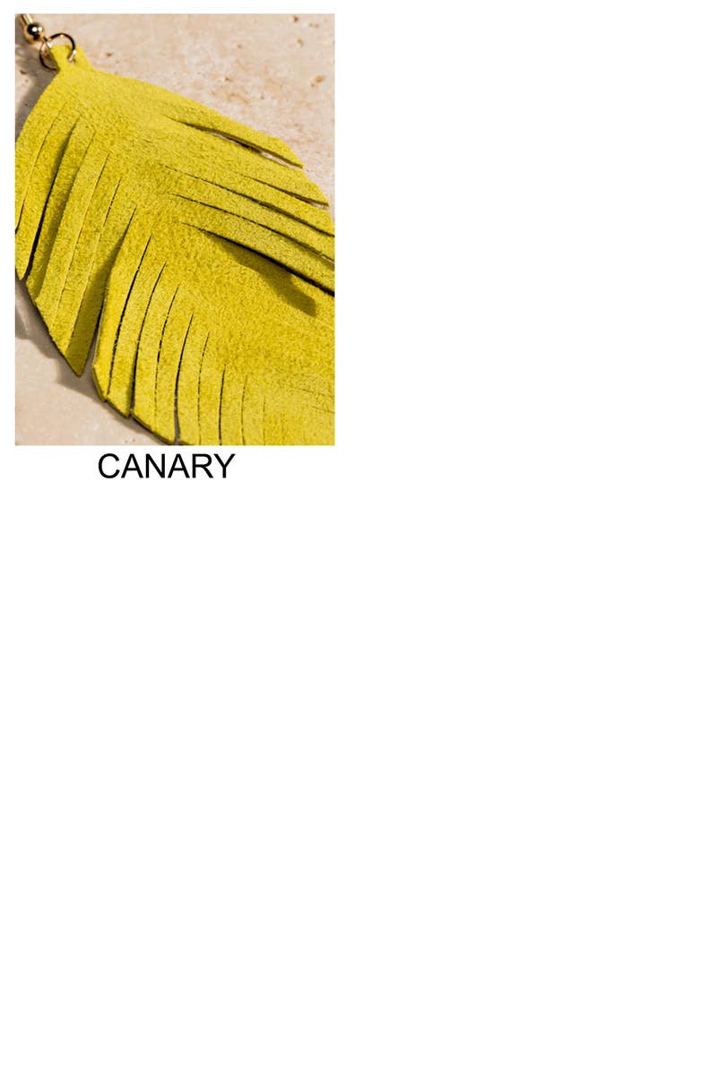 Genuine Leather Leaf/Feather Earrings: / OS - 5 Color Options