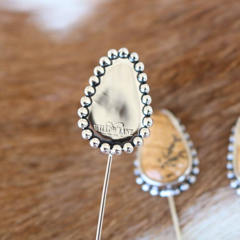 Brown & Silver Jasper Hat Pin