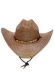 Natural Palm Leaf Straw Cowboy Hat -Eyeleted: Beige/Natural and Brown