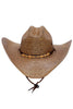 Natural Palm Leaf Straw Cowboy Hat -Eyeleted: Beige/Natural and Brown