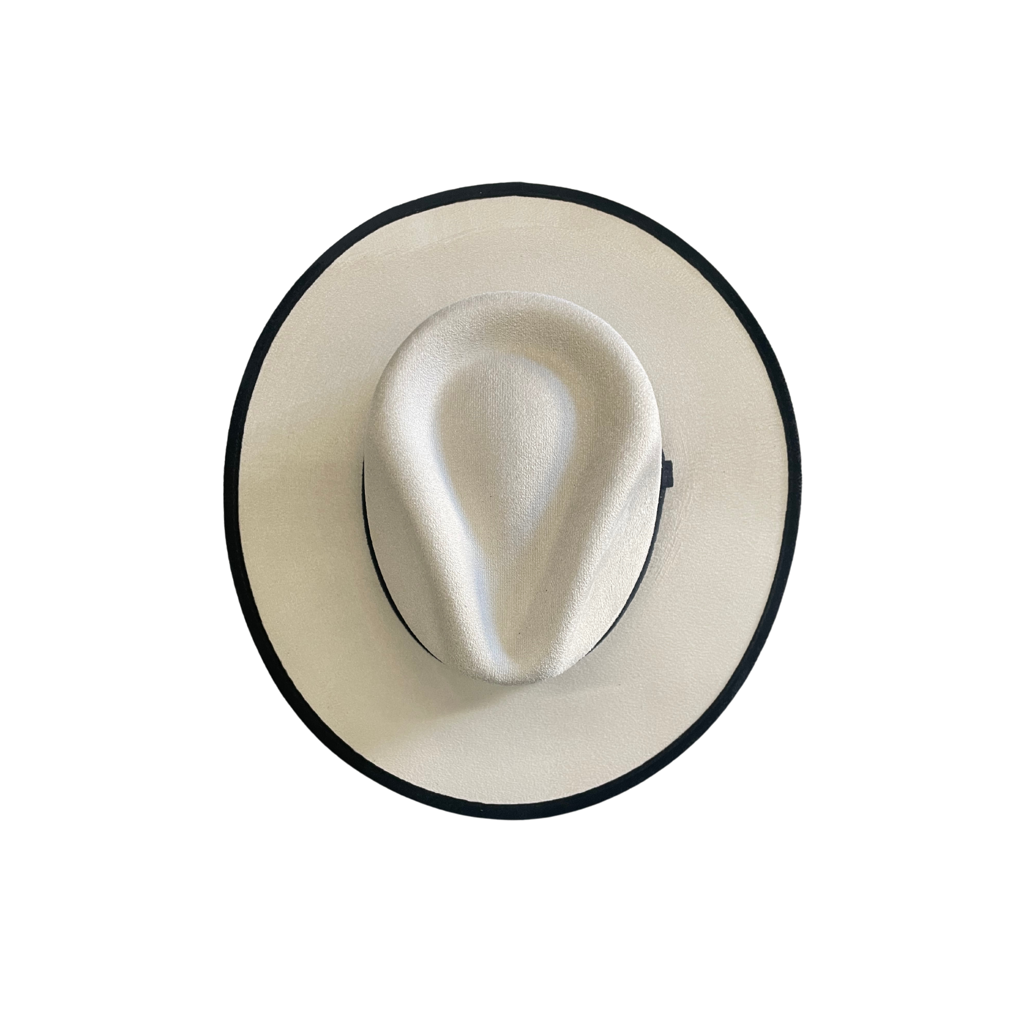 Two-Toned Vegan Suede Hats: Ivory/Black Teardrop