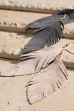 Genuine Leather Leaf/Feather Earrings: / OS - 5 Color Options