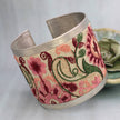 Vintage Floral Pink Embroidered Cuff Bracelet