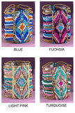 Colorful Southwestern Seed Bead Stretch Bracelet: FUCHSIA