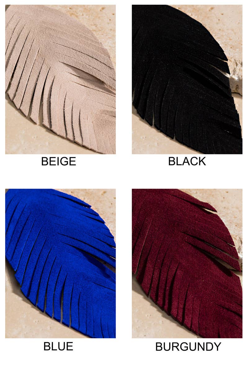 Genuine Leather Leaf/Feather Earrings: / OS - 5 Color Options