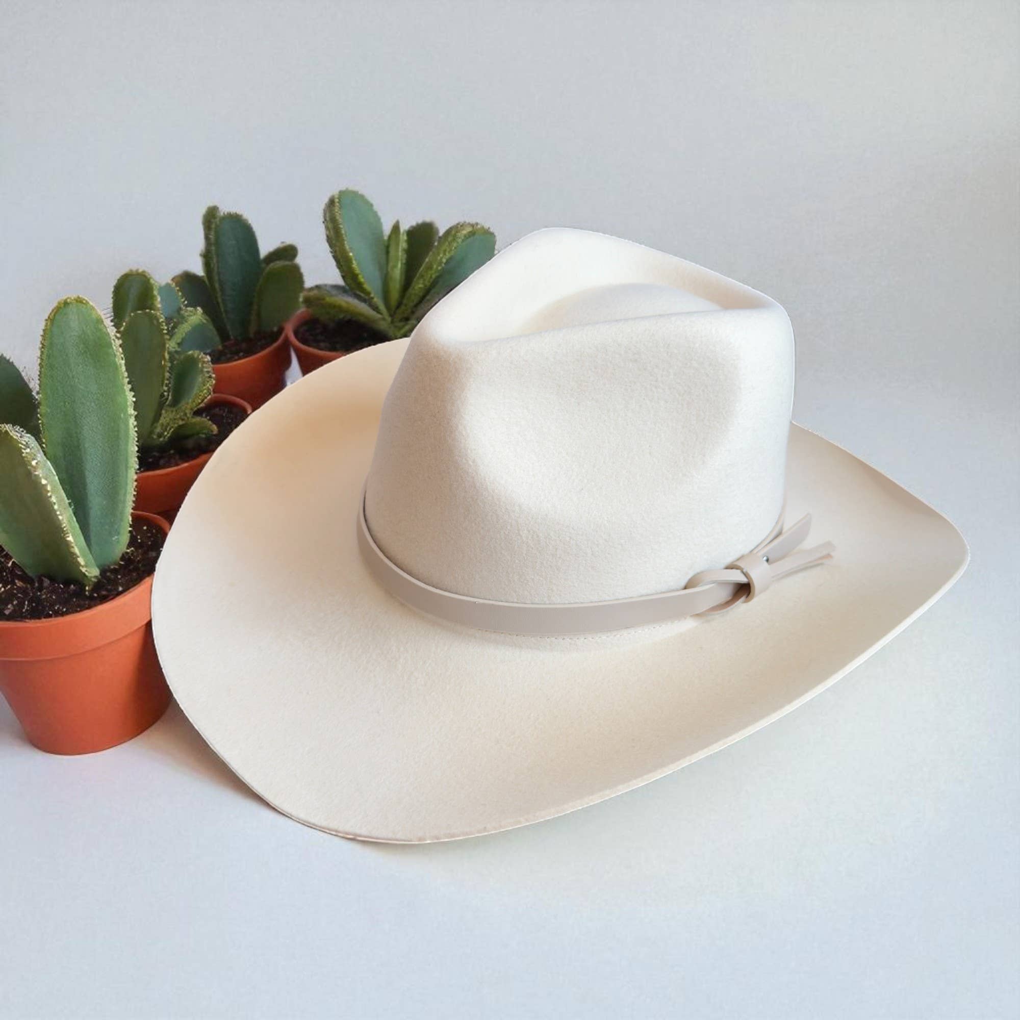 Premium Australian Wool Cowboy Hat W/ Leather Band: ONE SIZE - 3 colors