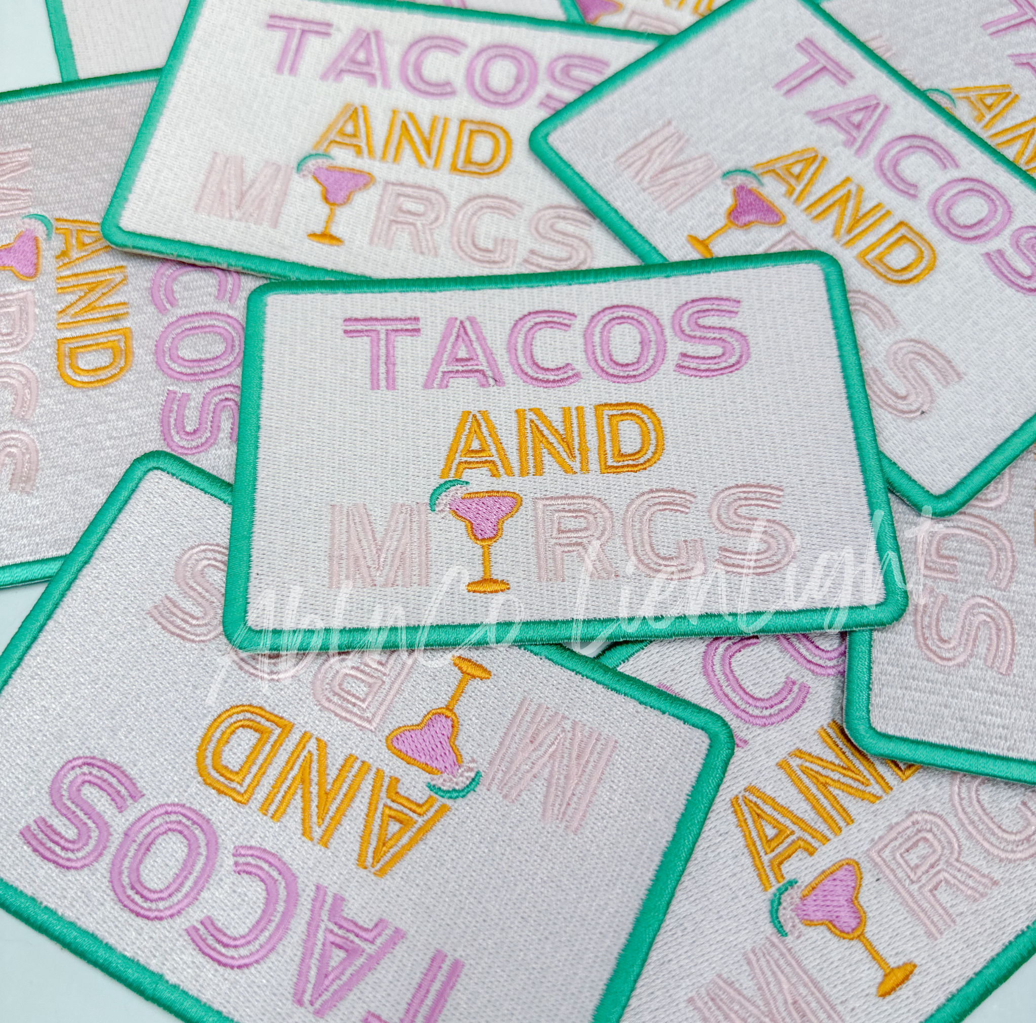 Tacos & Margs patch, trucker hat embroidery patch