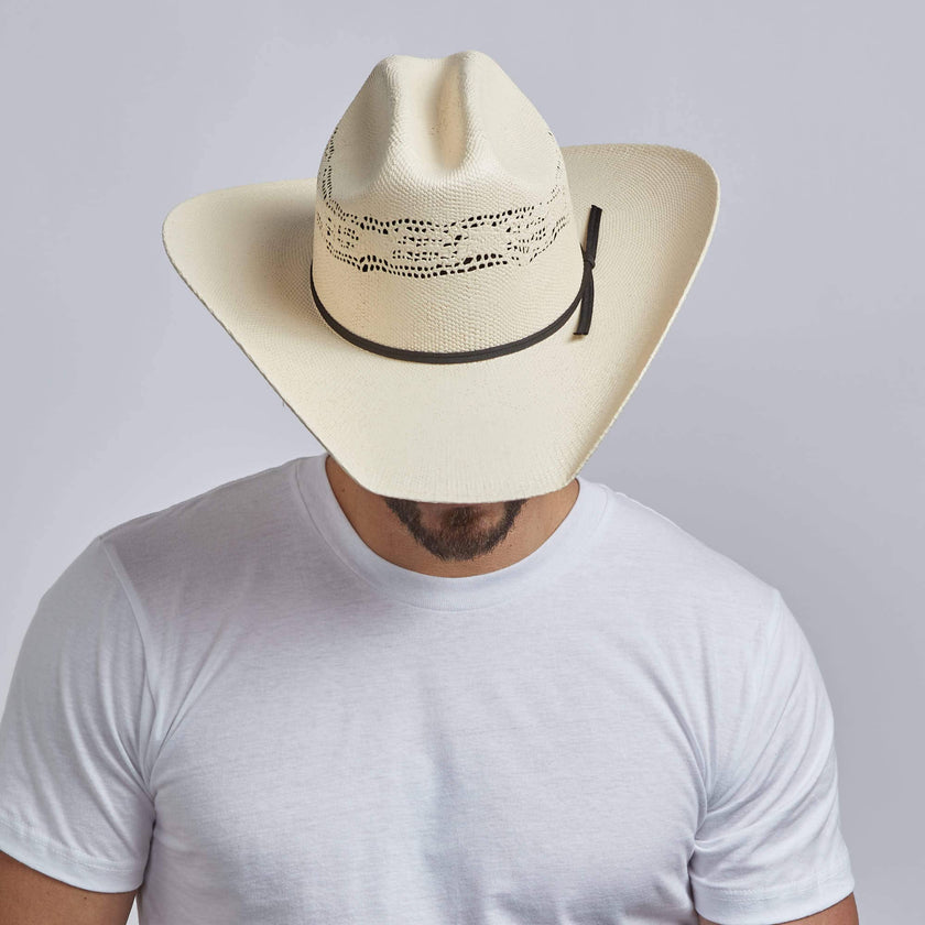 Bozeman -Unisex Straw Cowboy Hat: Black and Natural
