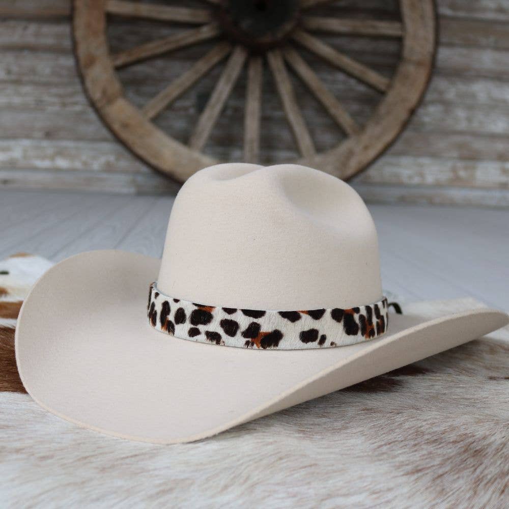 Leopard Print Leather Cowhide Hat Band - Amelia