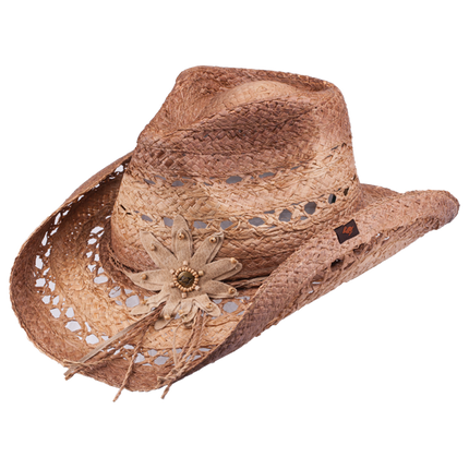 Mallorie Straw Western Drifter Cowboy Hat: Brown