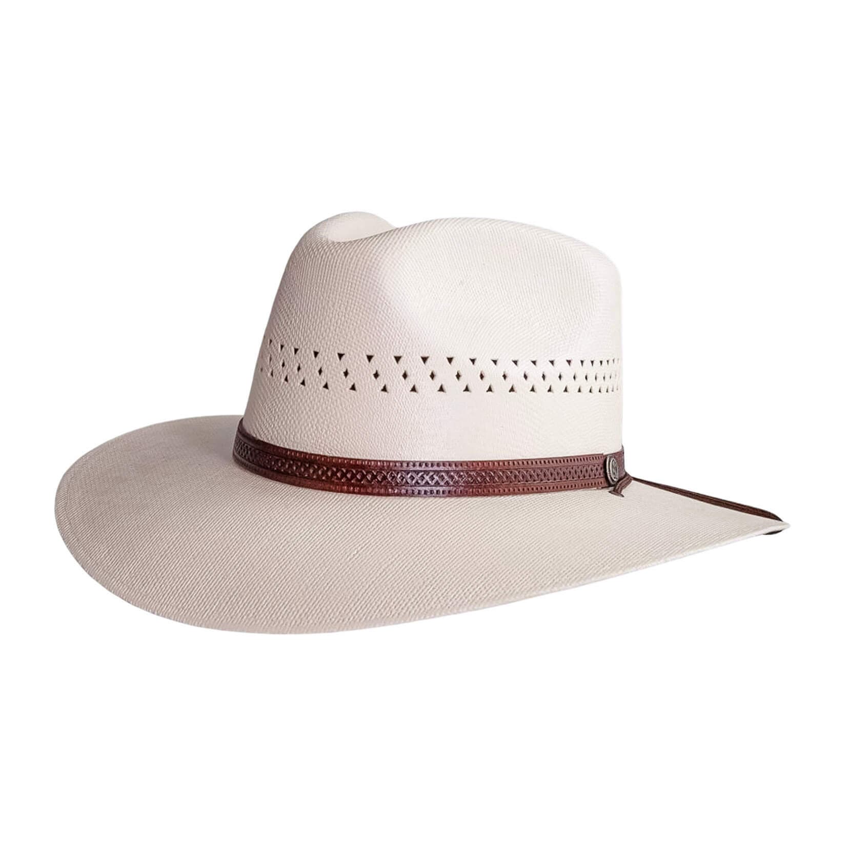 Barcelona - Womens Wide Brim Straw Sun Hat: Cream Medium