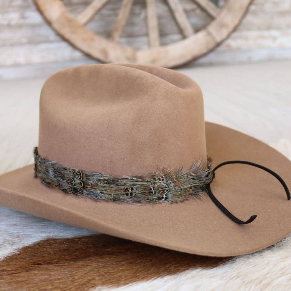 Feather Hat Band with adjustable ties - Dove