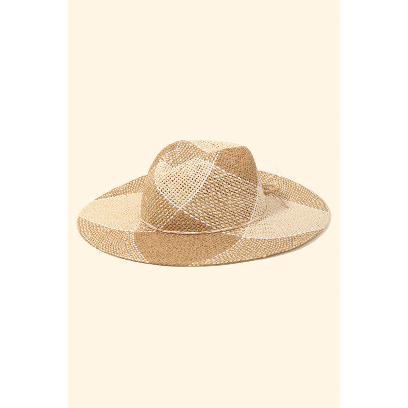 Two Tone Straw Braid Hat: Natural or Lavender