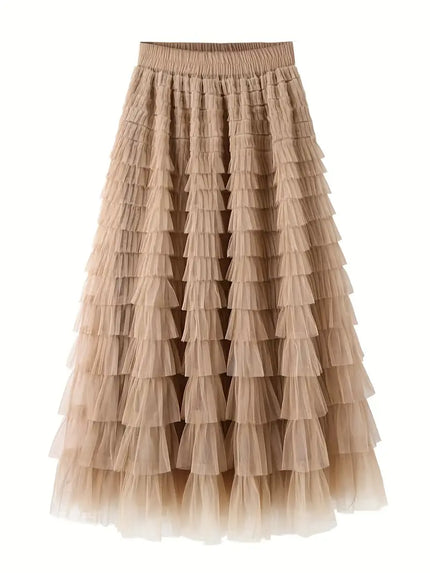 Multilayer Ruffles Tulle Skirt Aline Floor Length