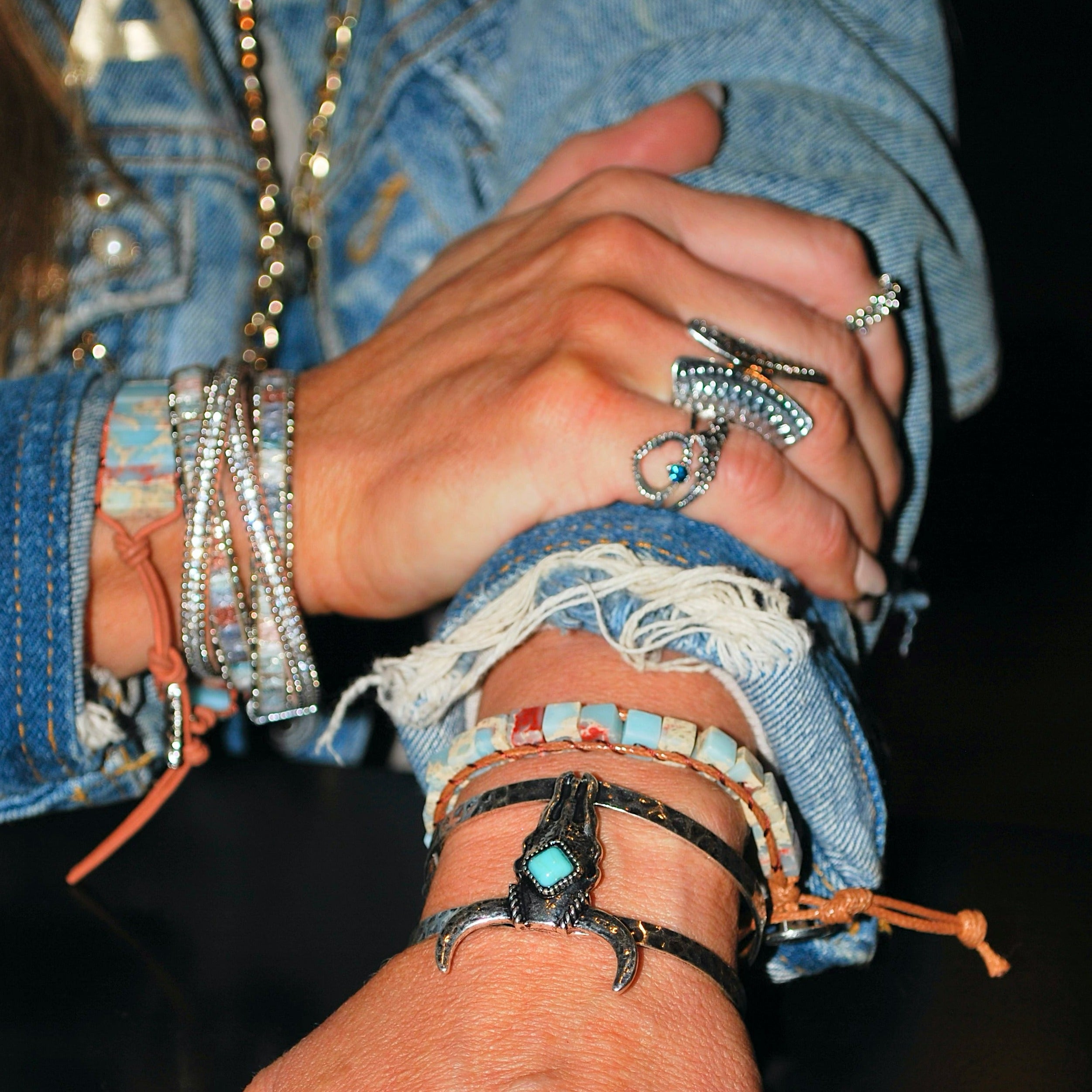 Longhorn silver and turquoise cuff