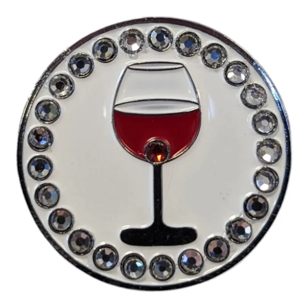 Bling Wine Glass - Magnetic Hat Pin: Red