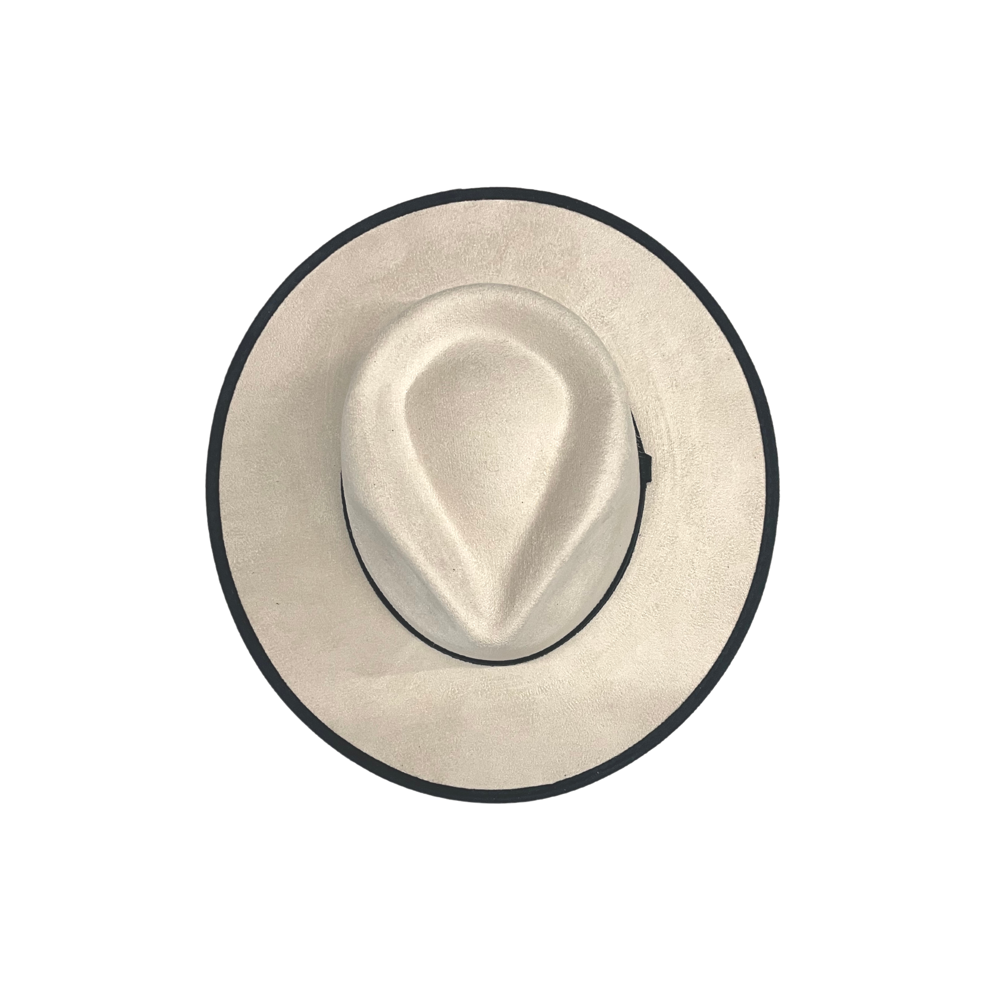 Two-Toned Vegan Suede Hats: Ivory/Black Teardrop