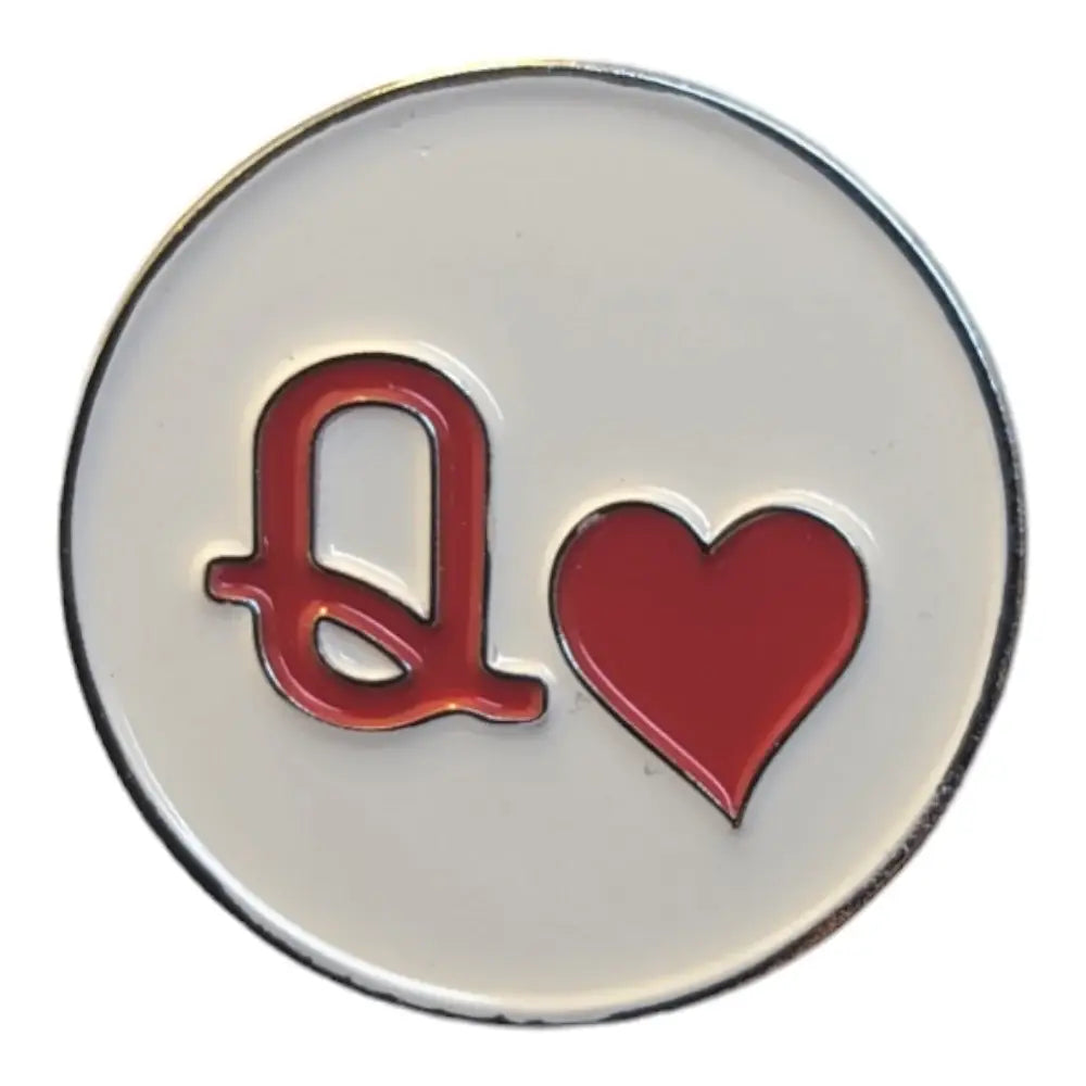 Queen of Hearts - Magnetic Hat Pin: White